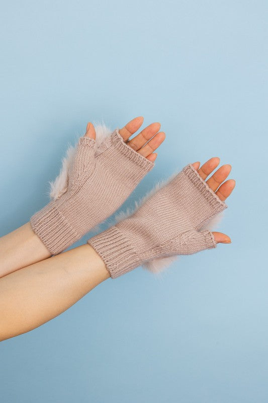 Fuzzy Fur Fingerless Sweater Gloves