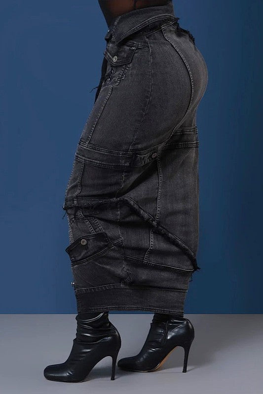 Upside Down You Turning Me Denim Skirt (Denim)
