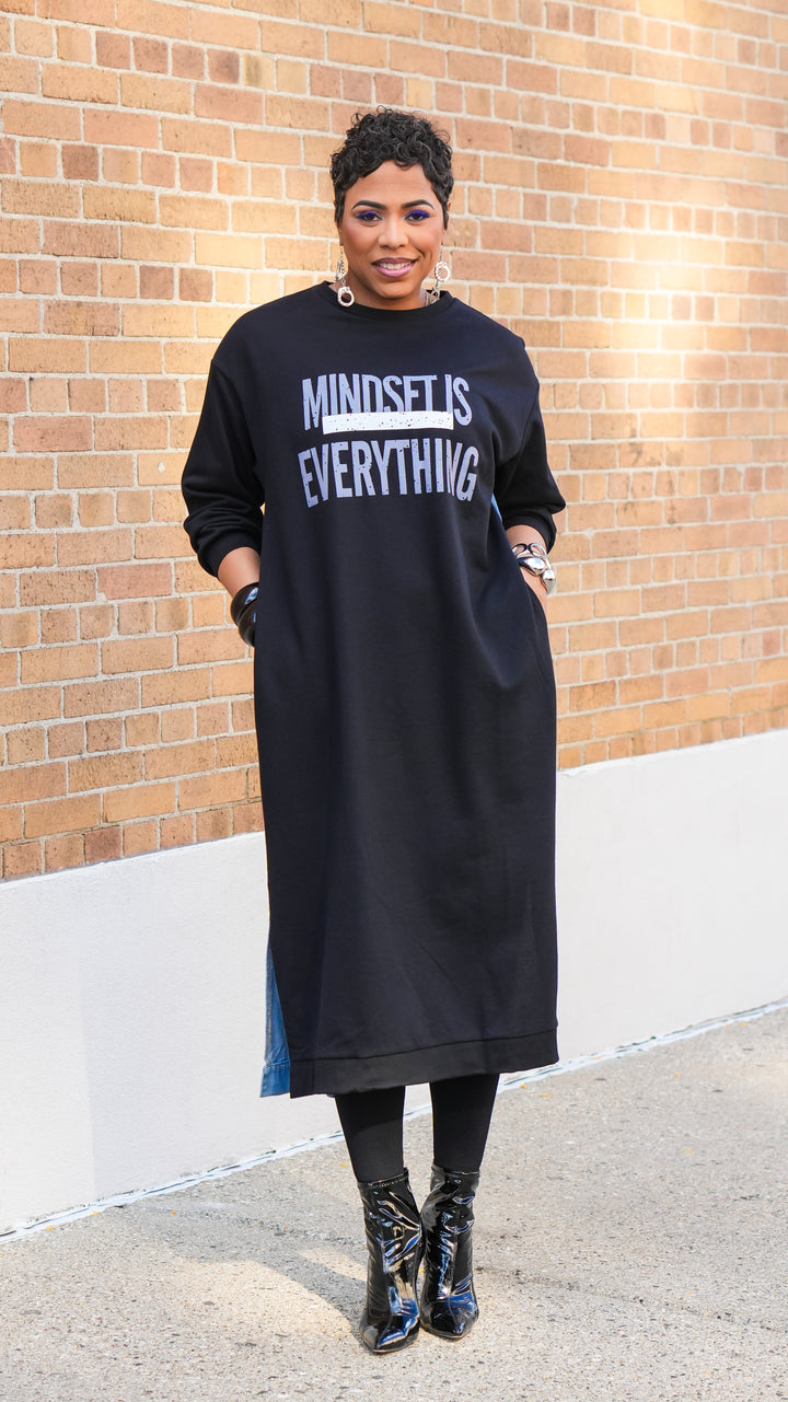 Mindset is Over Everything Denim Mix Dress