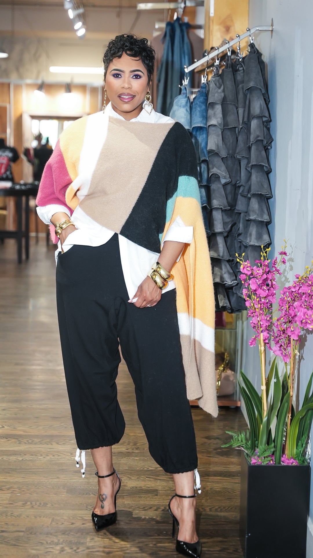 High Waisted Lounge Drawstring Jogger (Black)
