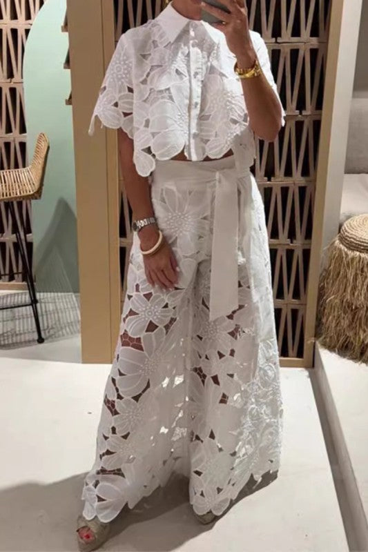 Floral Lace Pants Set
