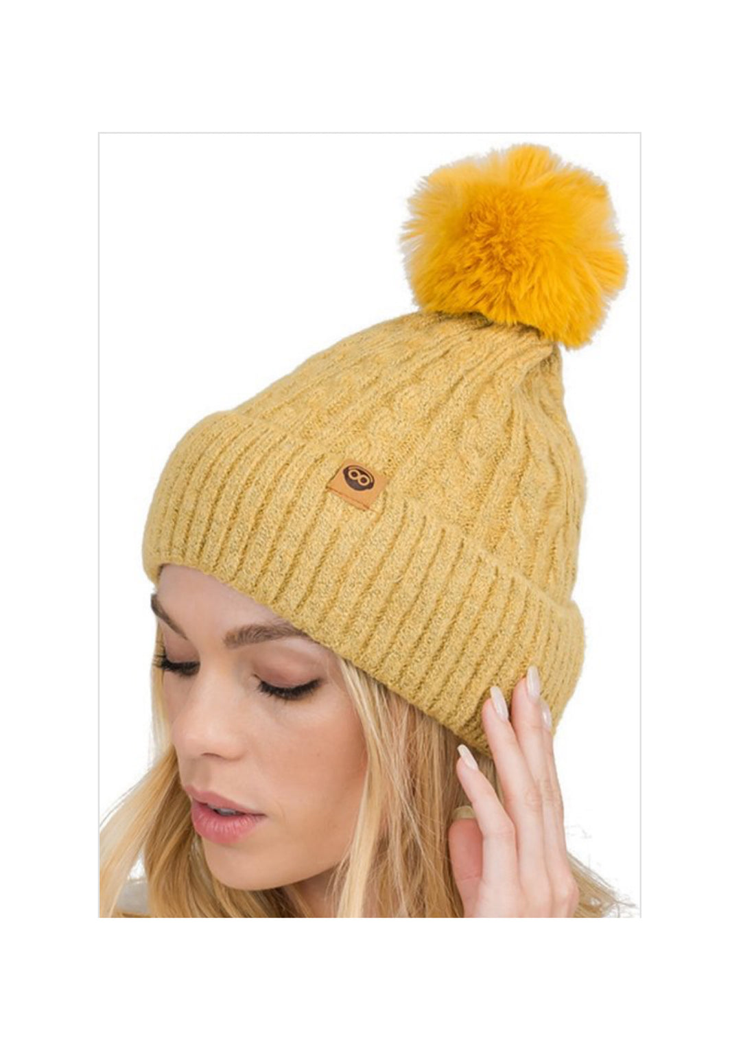 Pom Pom Cable Knit Sweater Hat