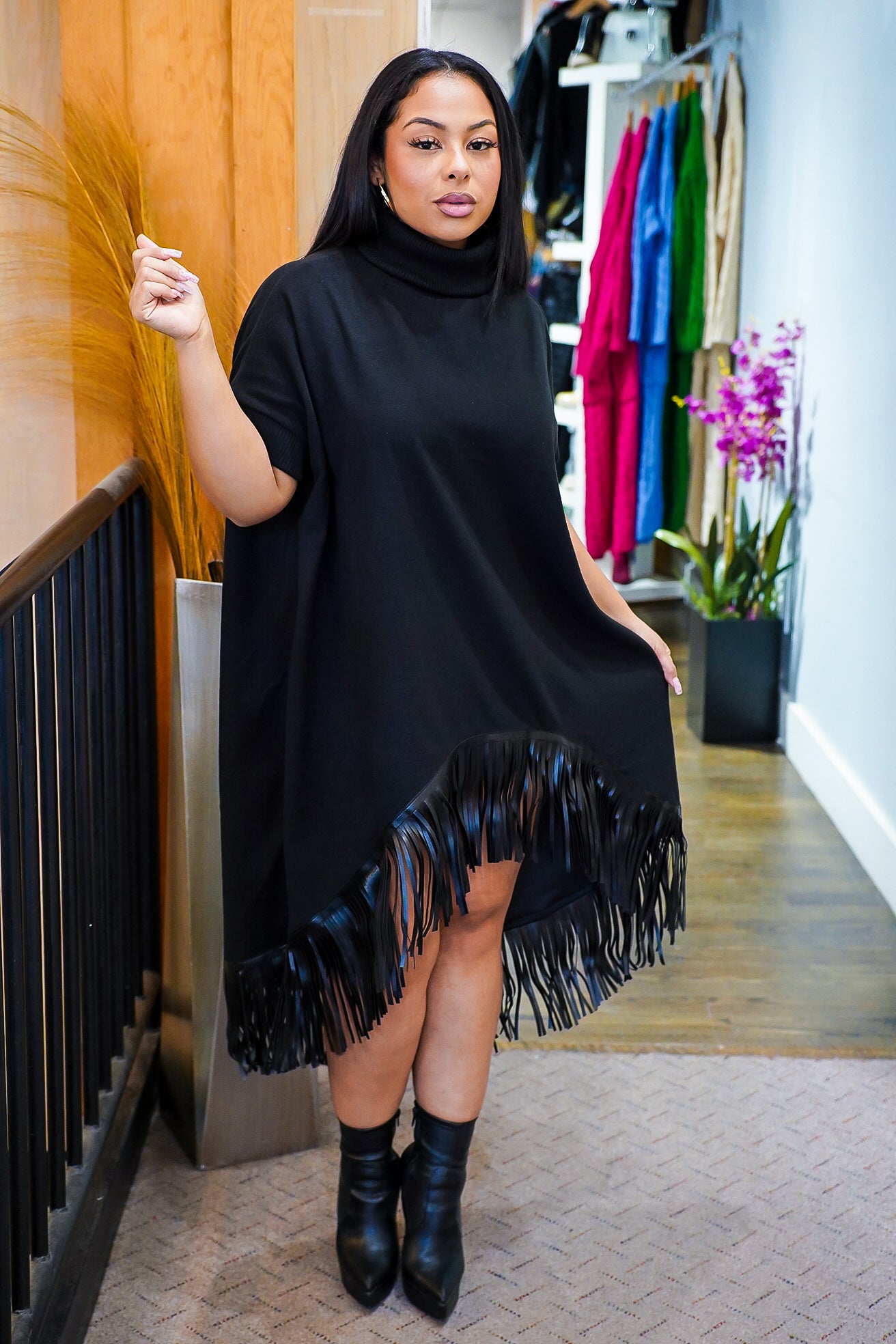 Plus Size Black Fringe Faux Leather Pants - Fabulously Dressed Boutique –  Fabulously Dressed Boutique