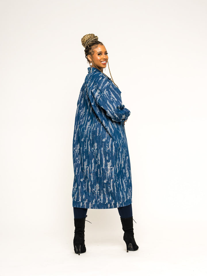 Teresa ripped denim button down jacket