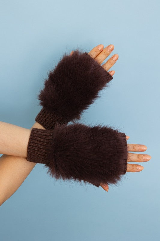 Fuzzy Fur Fingerless Sweater Gloves