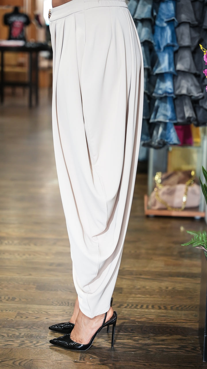 Draped Elegance Harem Pants (Olive)