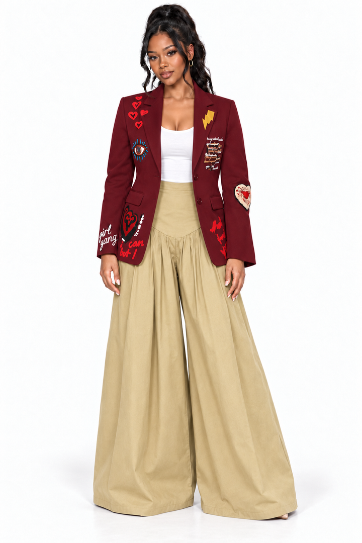 Express Yourself Lapel Blazer (Burg)