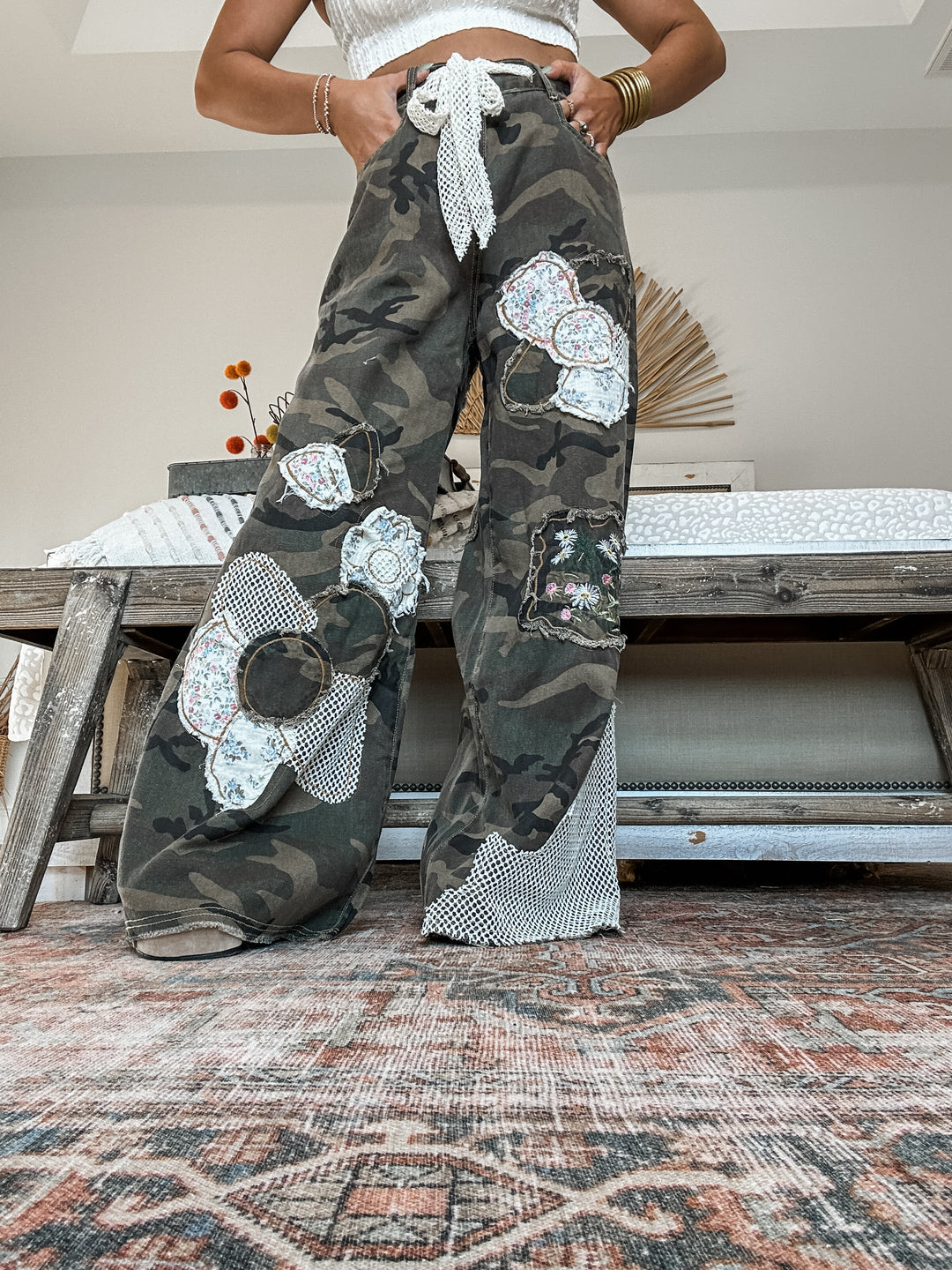 Free Spirit Boho Patchwork Camo Pants