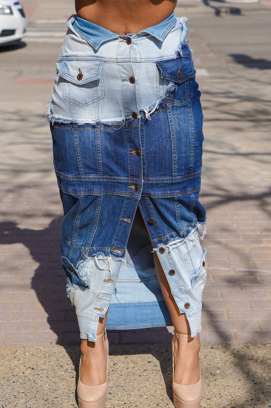 Can't Decide Which Way Denim Skirt