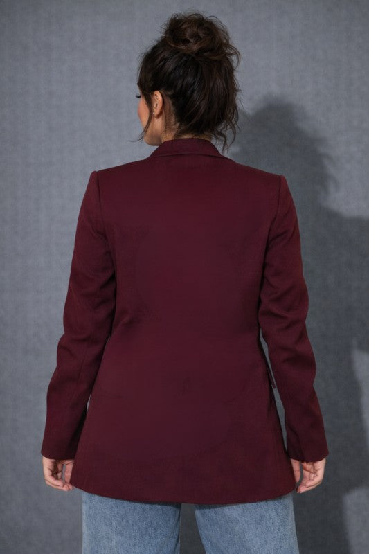 Express Yourself Lapel Blazer (Burg)
