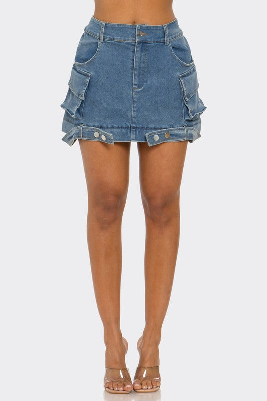 Take it Off Denim Zipper Skirt