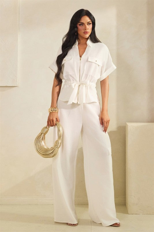 Relaxed Crepe Wide Leg Pants Set
