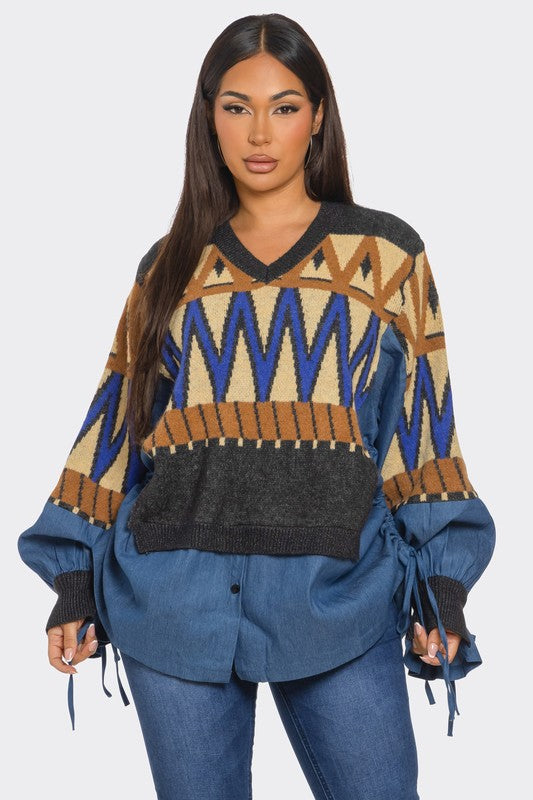 Aztec Combo Sweater Top