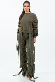 Kali B String French Terry Pants (Khaki)