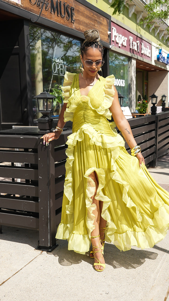 Tropical Romance Maxi Dress (Lime Green)