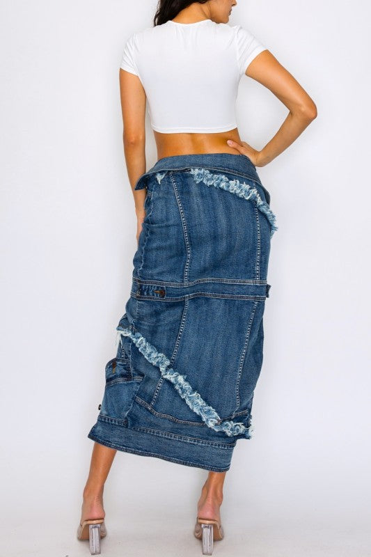 Upside Down You Turning Me Denim Skirt (Denim)
