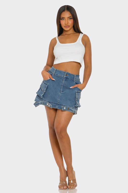 Take it Off Denim Zipper Skirt