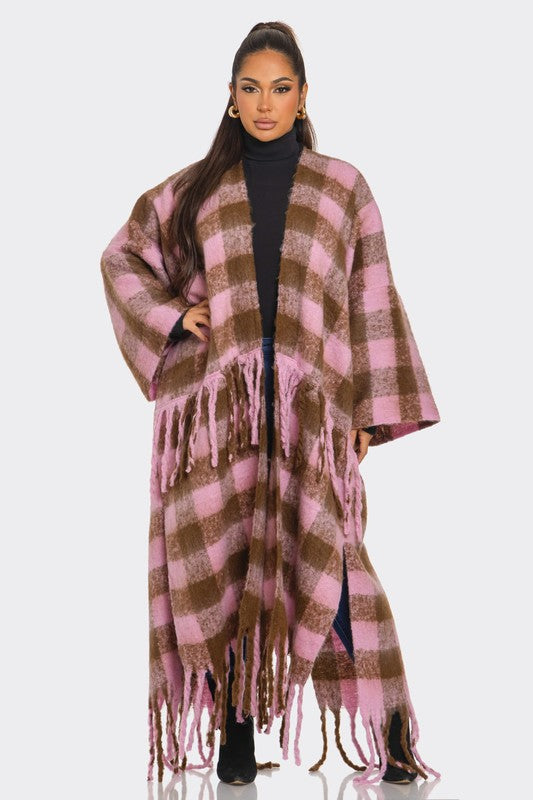 Fallon Warm Fuzzy  Cardigan- Pink/ Brown