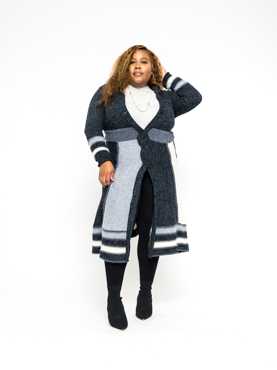 Harlequin Patchwork Cardigan Sweater (Black)