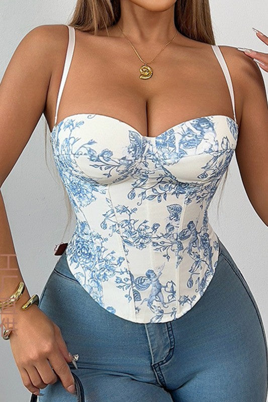 Blue Flowers Corset Top