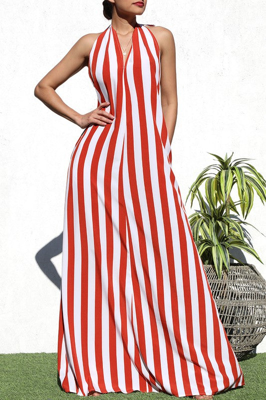 Coastal Cabana Stripe Maxi Dress