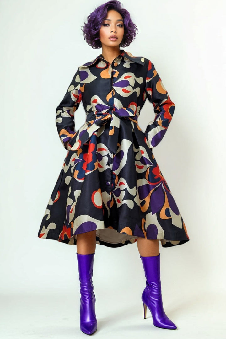 Swirls of colors HI Low Jacket Dress