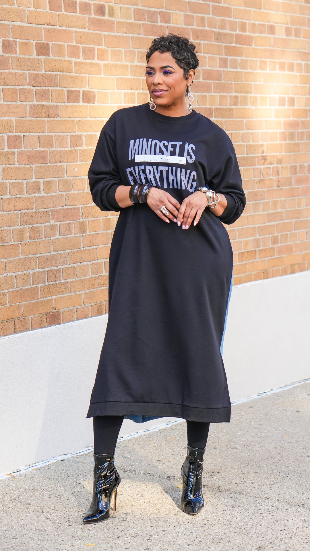 Mindset is Over Everything Denim Mix Dress
