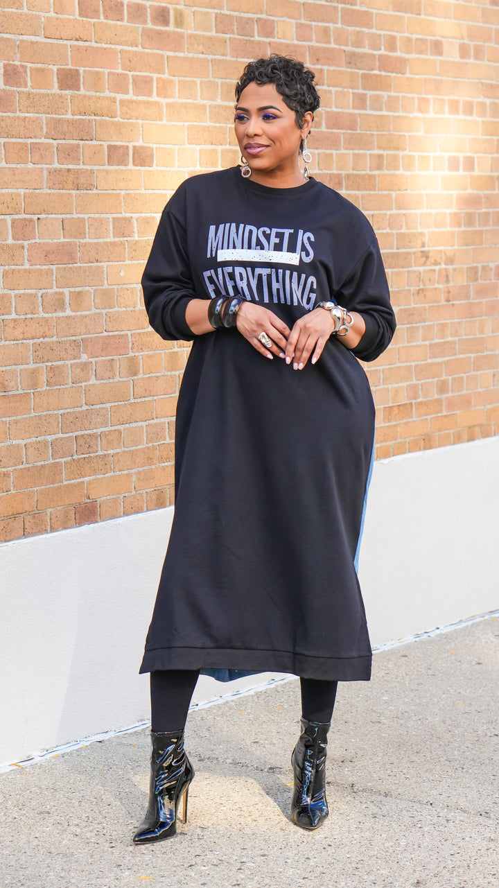 Mindset is Over Everything Denim Mix Dress