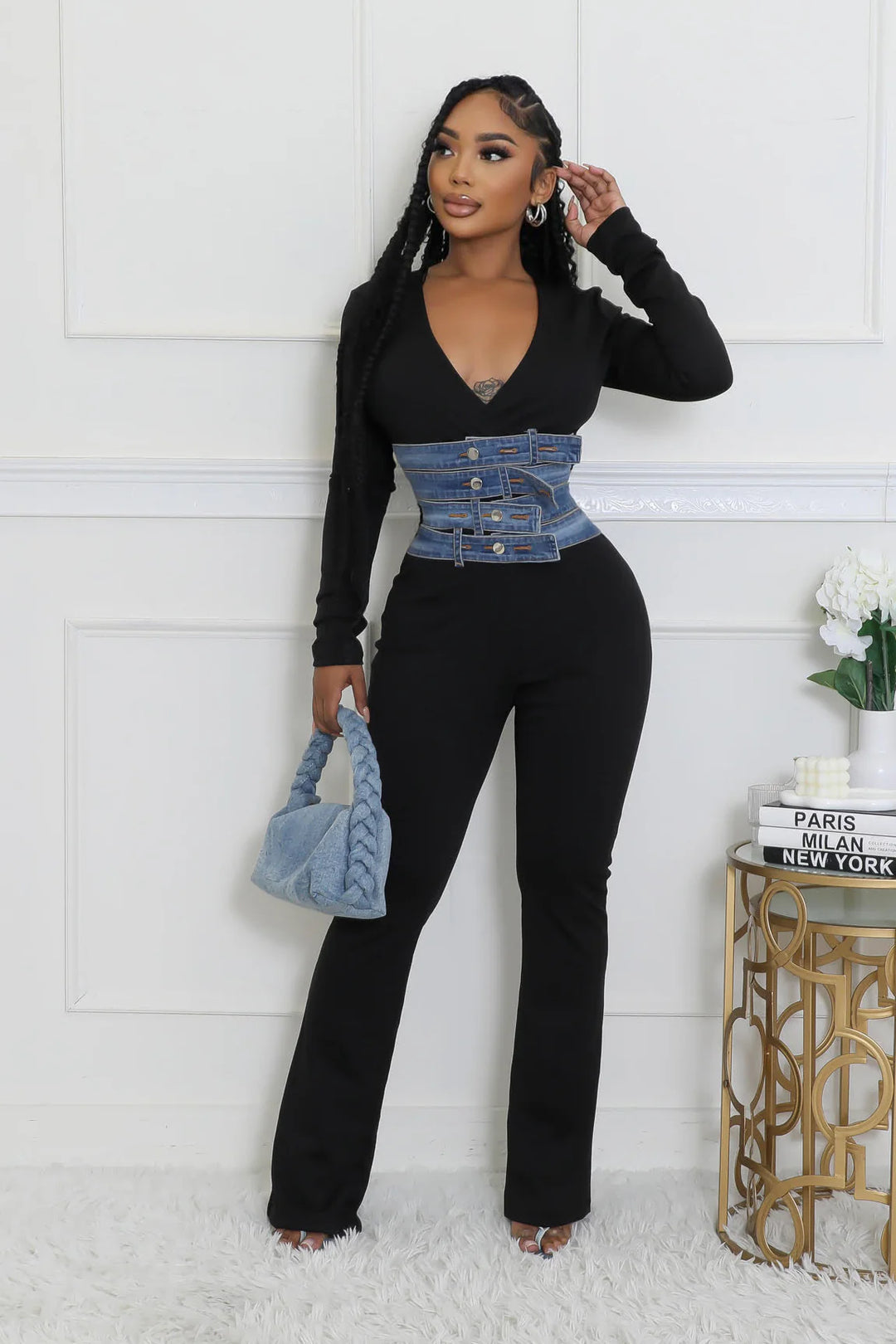 Denim Hugger Black Jumpsuit