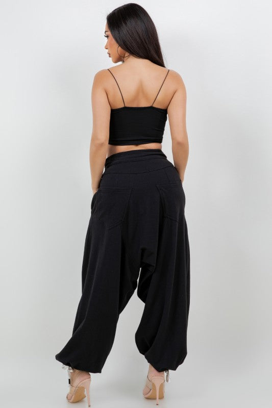 High Waisted Lounge Drawstring Jogger (Black)