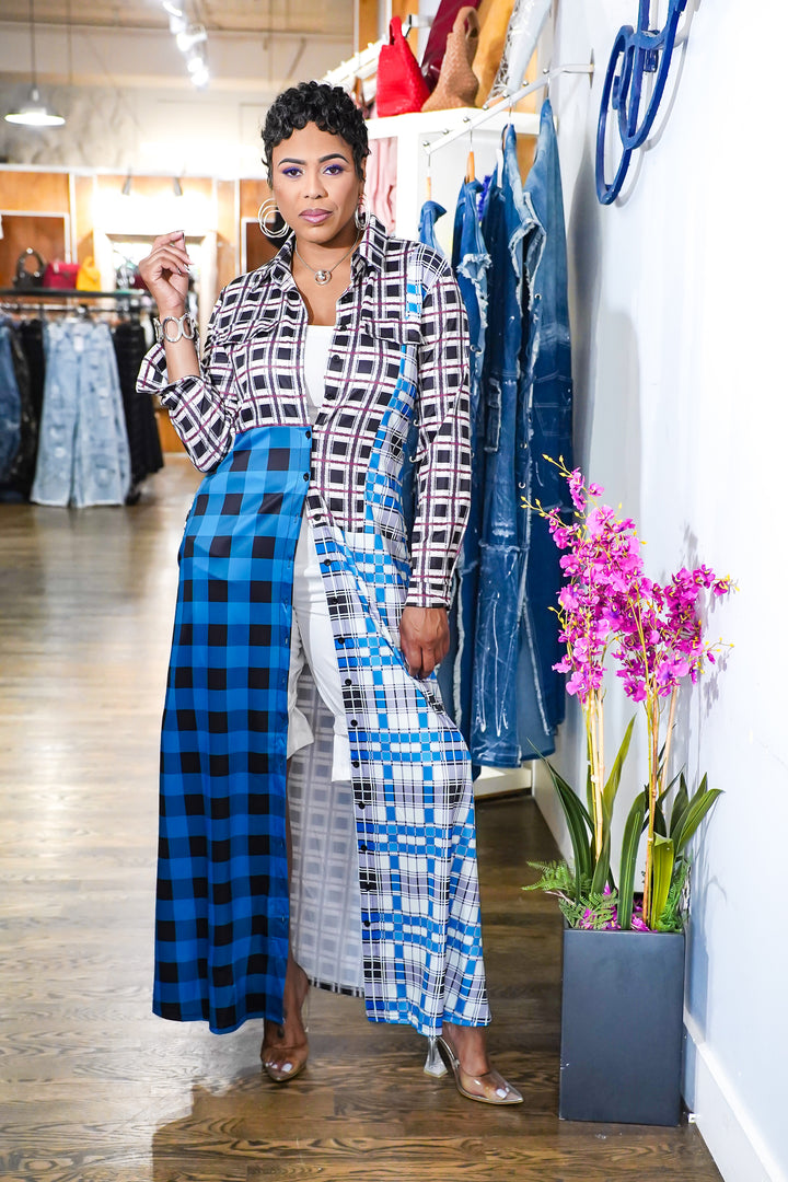 Definately Different Plaid Button Down Dress/Top