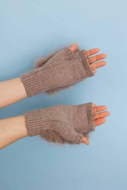 Fuzzy Fur Fingerless Sweater Gloves