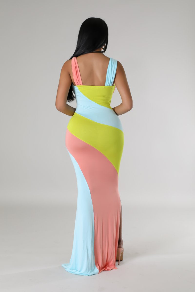 Pastel Rainbow Fitted Dress