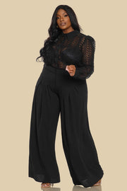 パンツ celine two tack slacks black w32 Celine Crochet Wide Leg Pants Set (Black) Plus Size – Blu
