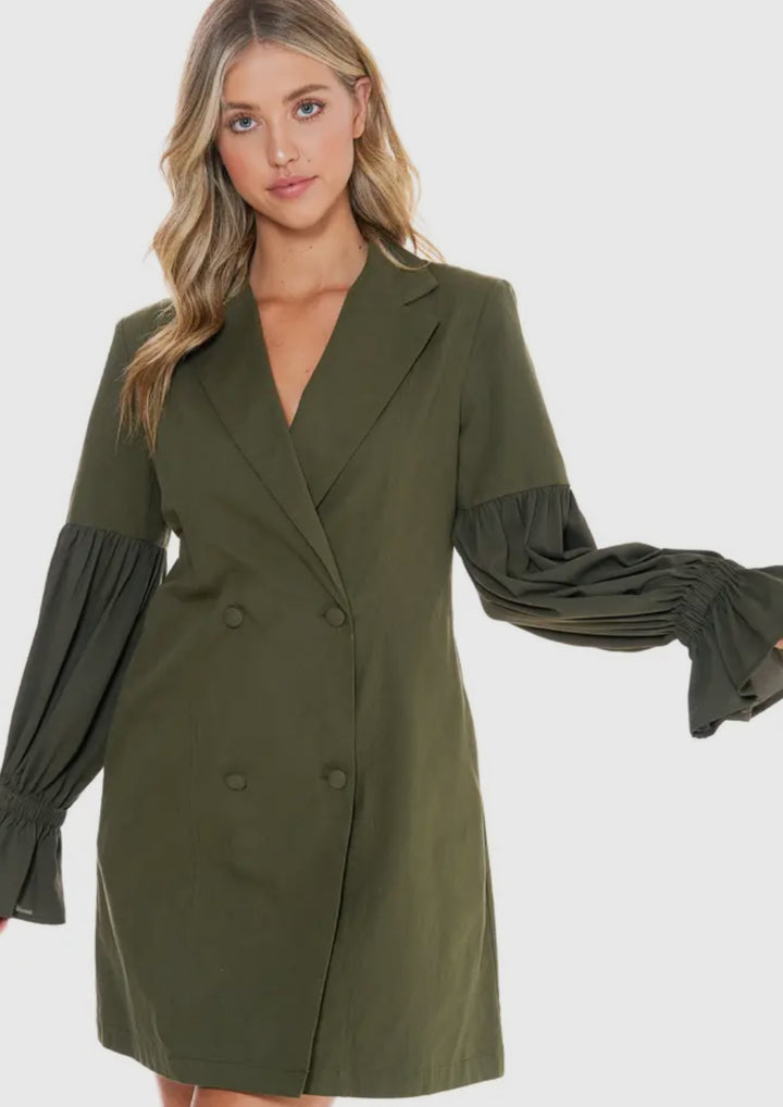 Double Breasted Blazer w/Brooch