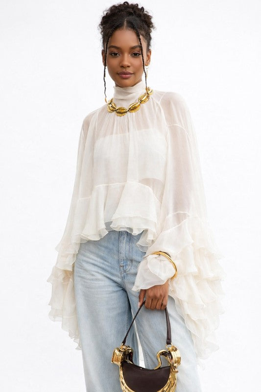 Romantic Drama Tiered Sleeves Top