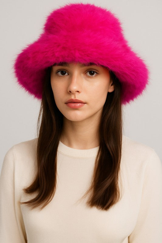 Fluffy Faux Fur Bucket Hat