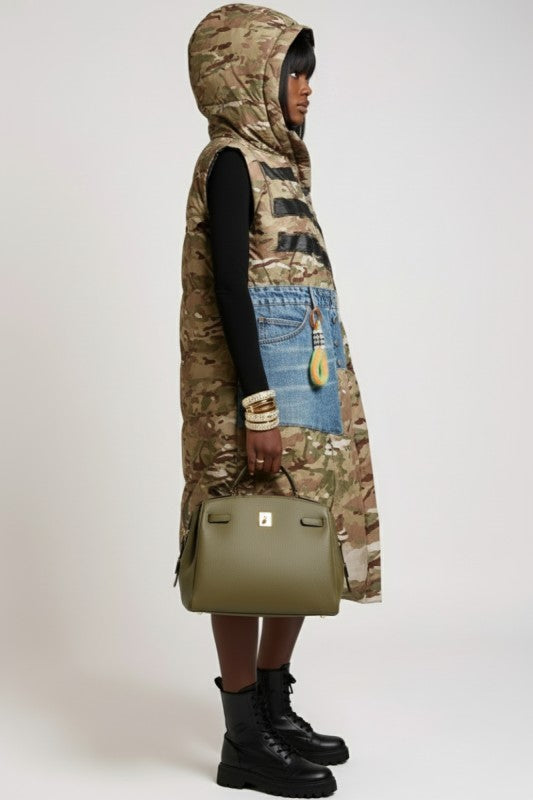 Around the Way Camo Denim Patch Vest