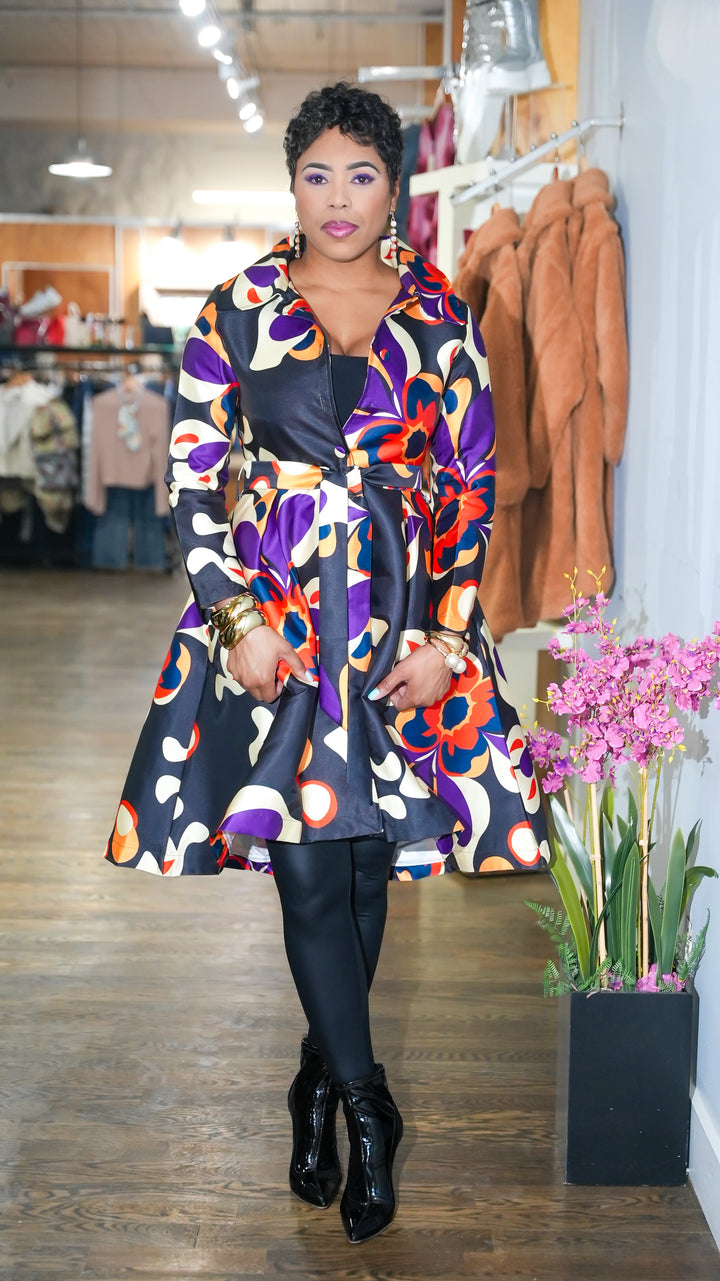 Swirls of colors HI Low Jacket Dress