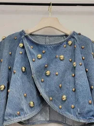 Studded up Crop Denim Top