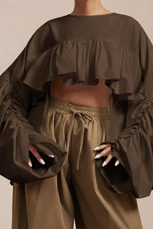 Drama Effect Ruffle Crop Top