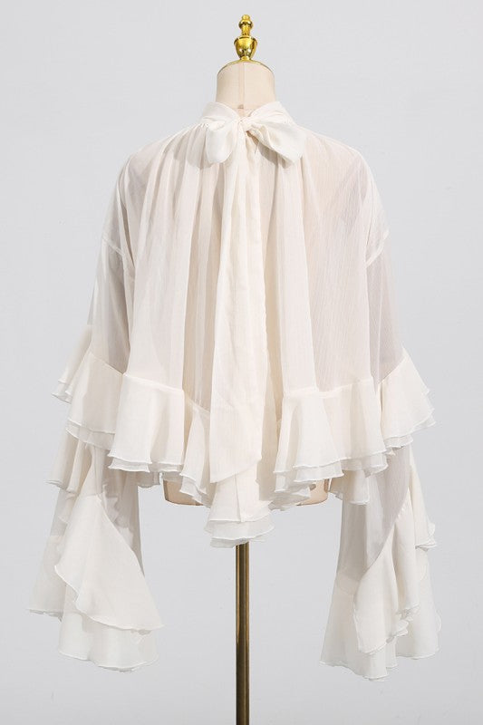 Romantic Drama Tiered Sleeves Top