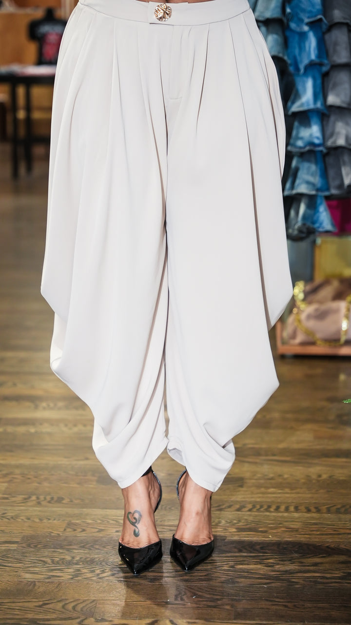 Draped Elegance Harem Pants (Olive)