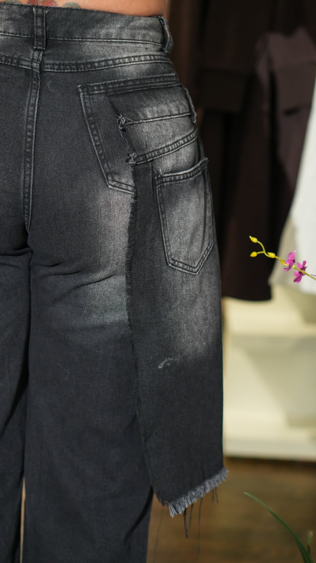 Double Layered Distressed Denim Jeans