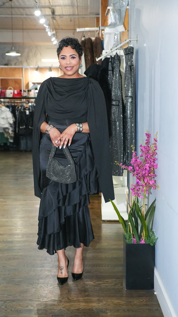 High Satin Ruffle Skirt