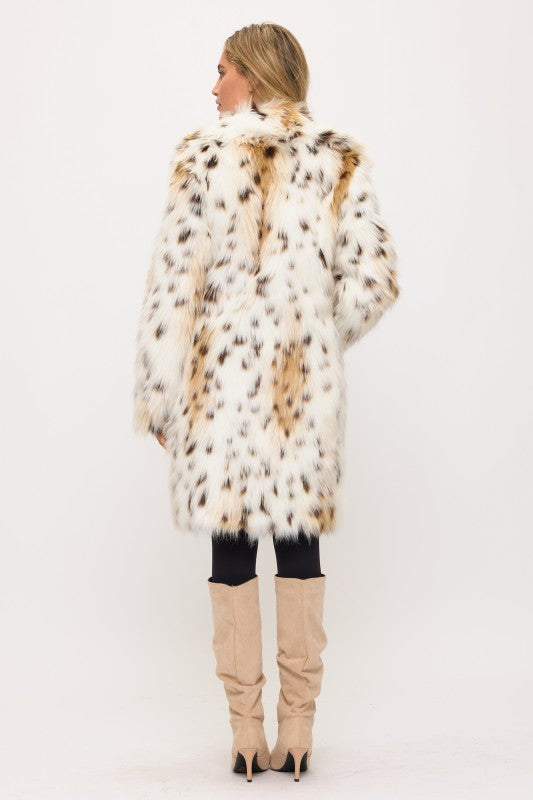 Snow Leopard Faux Fur Coat