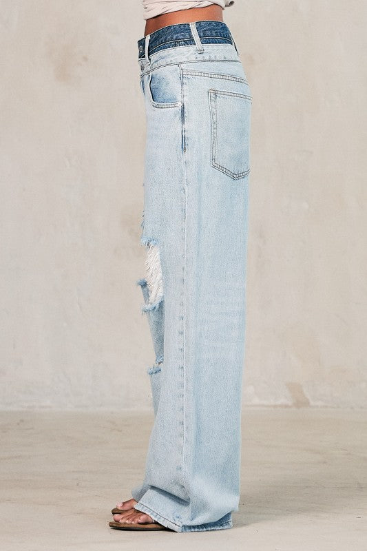 Unruly Double Waisted Baggy Jeans