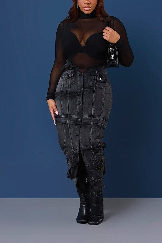Upside Down You Turning Me Denim Skirt (Denim)