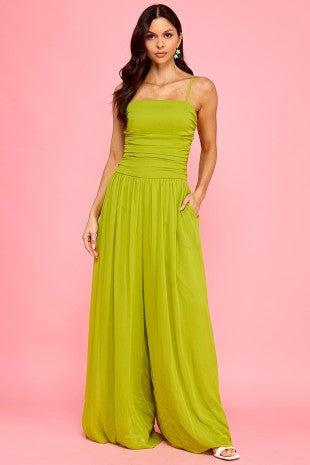 Chiffon Spaghetti Strap Wide Leg Jumpsuit