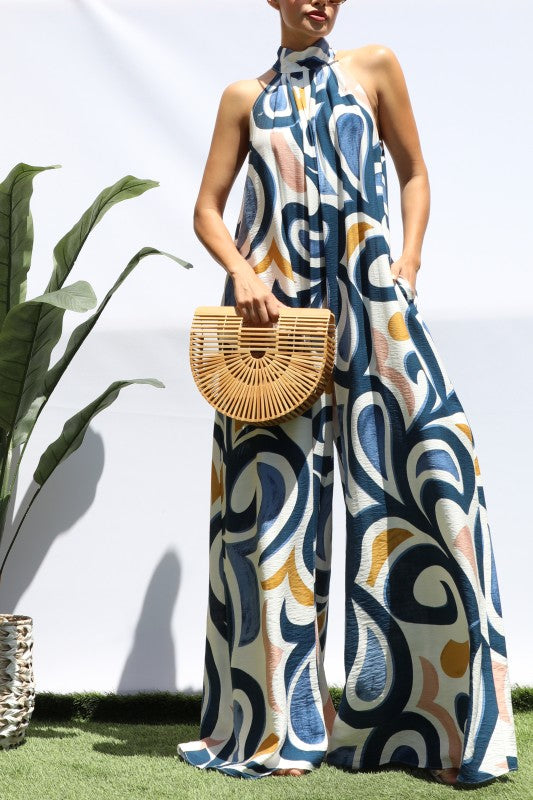 Seaside Swirl Statement Palazzo Jumpsuit